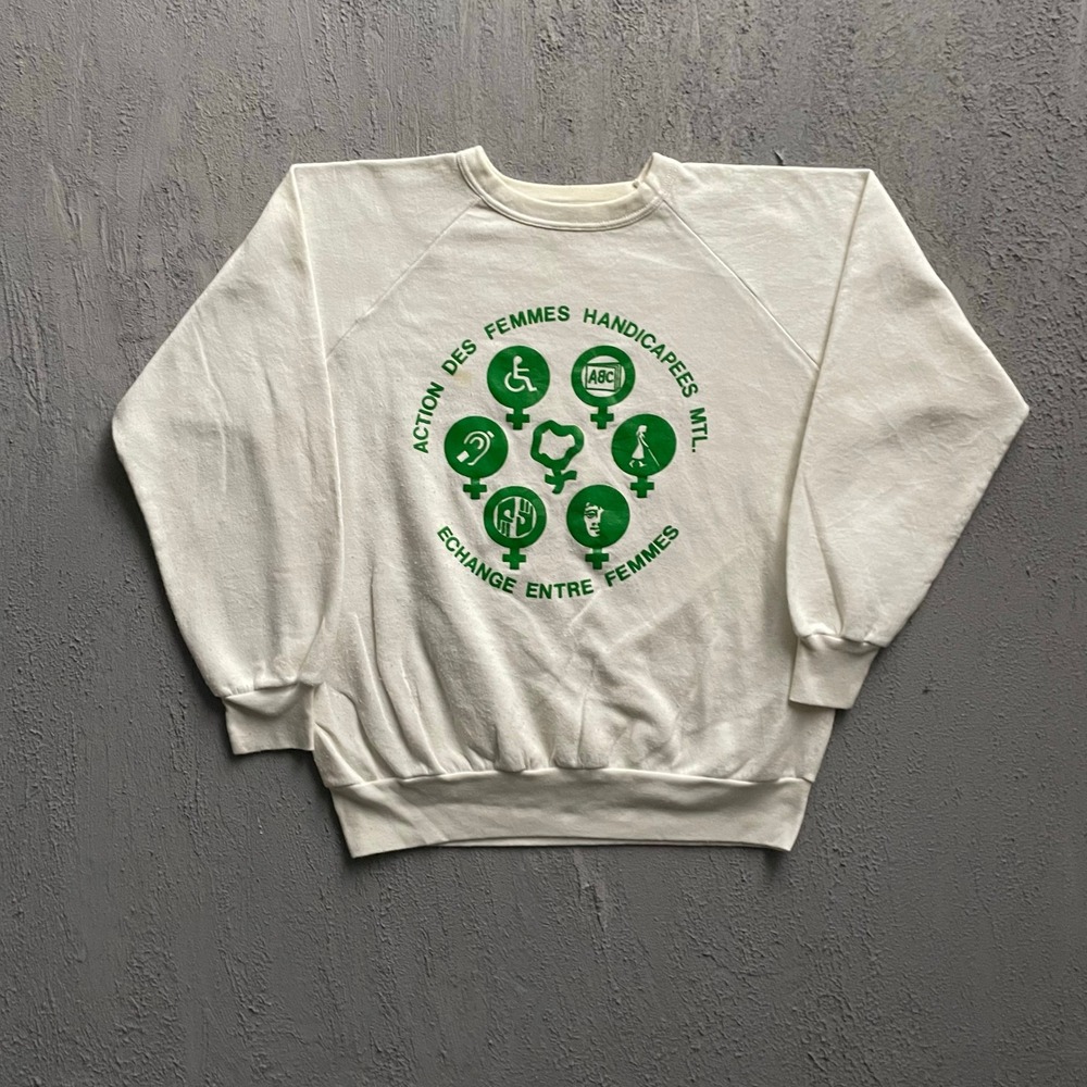 Vintage Nature Canada Raglan Sweatshirt Unisex Small White 80s